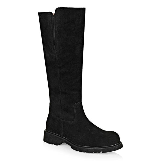 La Canadienne Women's Helene Black Suede Shearling Tall Boots Size 7.5 MSRP $635