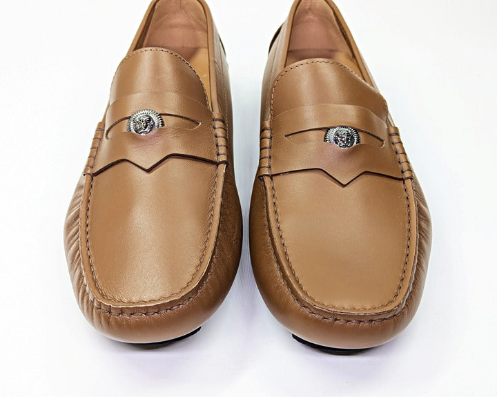 Versace Men's Medusa Biggie Leather Loafer Dark Toffee Size 42 (MSRP $775)