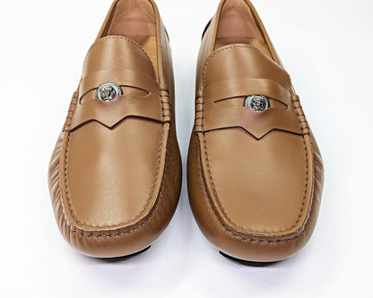 Versace Men's Medusa Biggie Leather Loafer Dark Toffee Size 42 (MSRP $775)