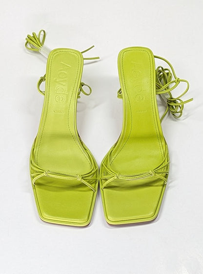 Aeyde Roda Women's Lace up Leather Sandals Apple Green Size 38.5 EU (MSRP $295)