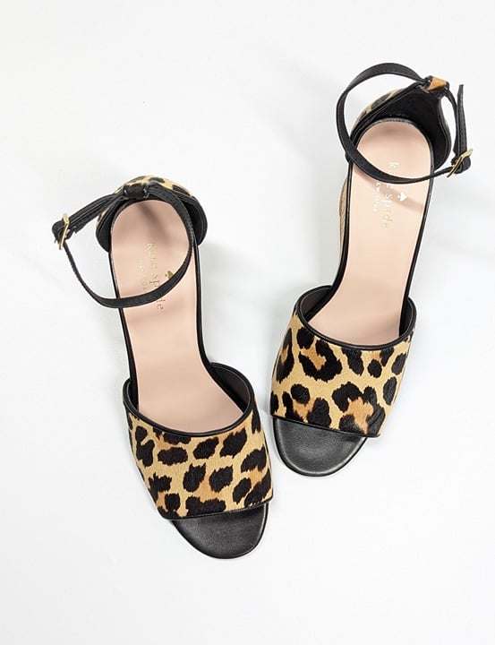 Kate Spade Women's Lonnie Leopard Calf Hair Wedge Sandals Size 9 M (MSRP $198)