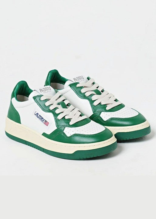 Autry Men's Medalist Low Top Sneakers White & Green Leather Size 44 (MSRP $240)