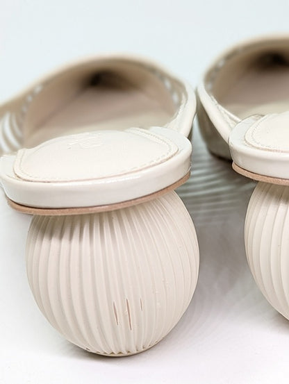 Cult Gaia Women's Alia Ball Leather Heel Mules Off White Size 38 (MSRP $325)