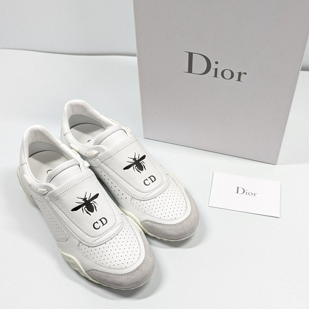 Christian Dior Women's White Leather & Suede D-Fence Lace Up Sneakers Size 36.5