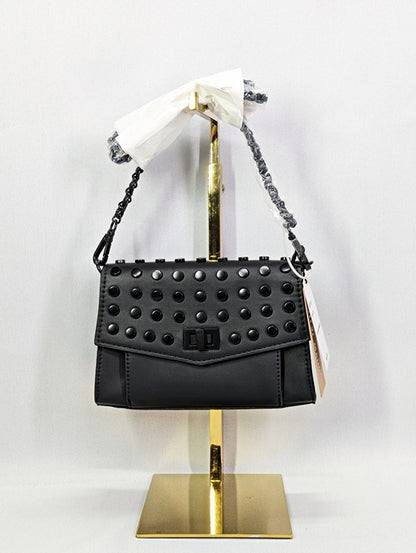 Steve Madden Baidan Battery Stud Flap Crossbody in Black (MSRP $93)