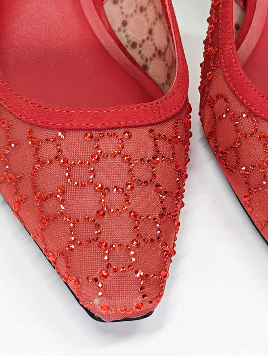 I.N.C. International Concepts Gemini Mid Heel Red Bling Mesh Size 9.5 (MSRP $80)