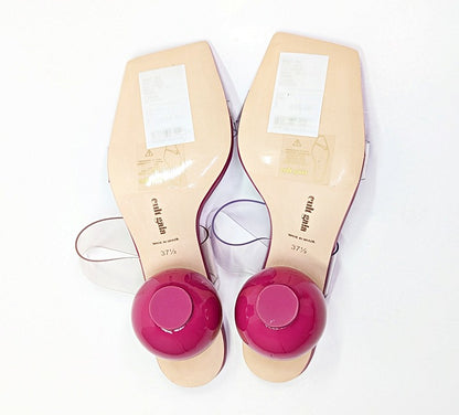 Cult Gaia Women's Nhu Round Heel Square Toe Sandals Bloom Size 37.5 (MSRP $458)