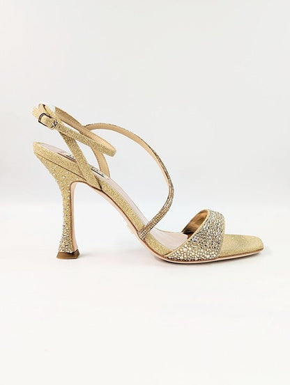 Badgley Mischka Sally Women's Rhinestone Satin Heel Sandals Size 9 (MSRP $235)