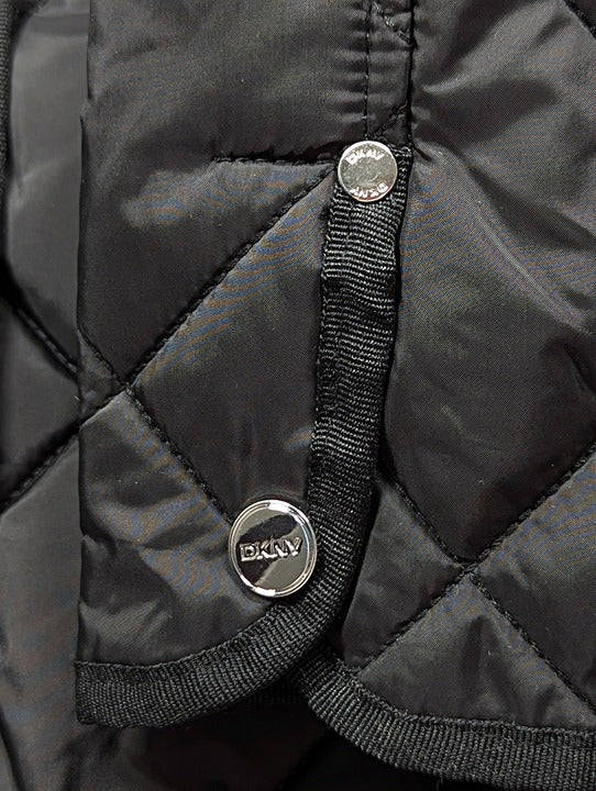 DKNY Women's Water Resistant Black Hooded Quilted Jacket Size XXL (MSRP $180)
