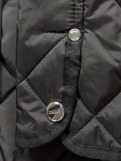DKNY Women's Water Resistant Black Hooded Quilted Jacket Size XXL (MSRP $180)