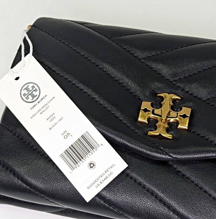 Tory Burch Kira Chevron Quilted Leather Crossbody Chain Wallet (MSRP $348)