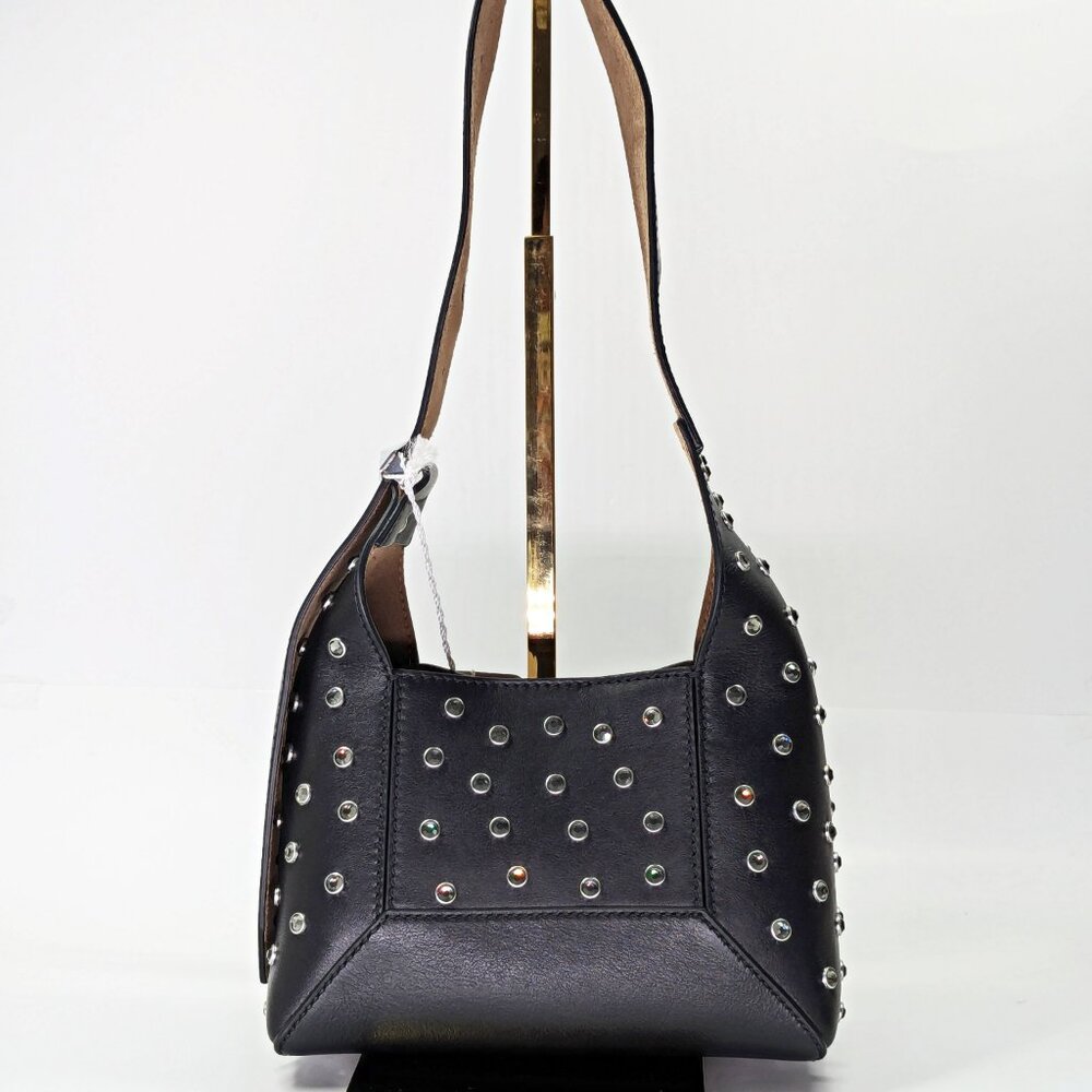 Jimmy Choo Diamond Hobo Black Leather Crystal Shoulder Bag (MSRP $1,595)