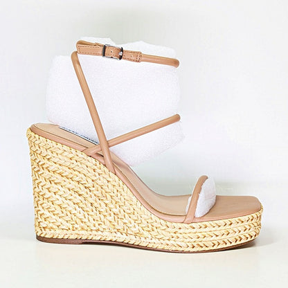 Steve Madden Women's Unify Platform Wedge Sandals Natural Size 10 (MSRP $109)