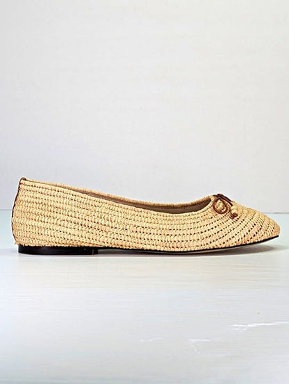 Joie Women's Aimee Woven Raffia Ballerina Flats Natural Size 9 (MSRP $228)