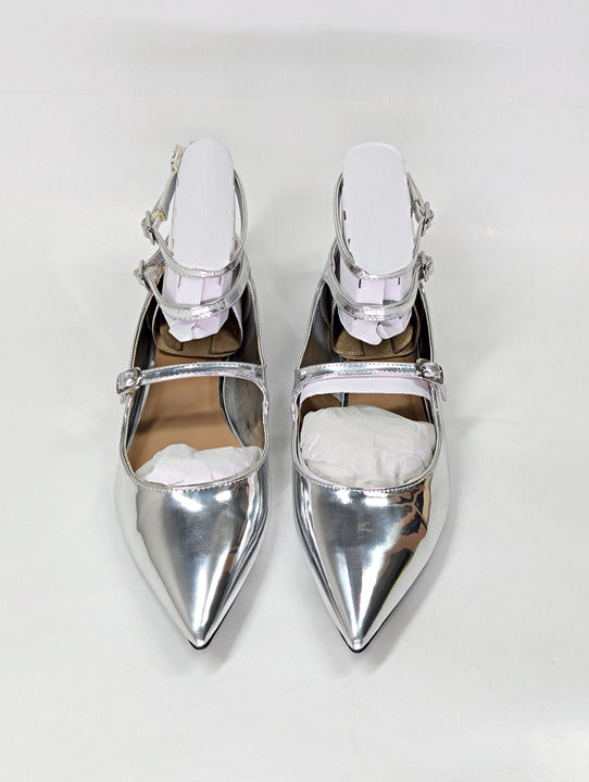 I.N.C. International Concepts Valan Silver Triple Straps Flats Size 7.5 MSRP $80