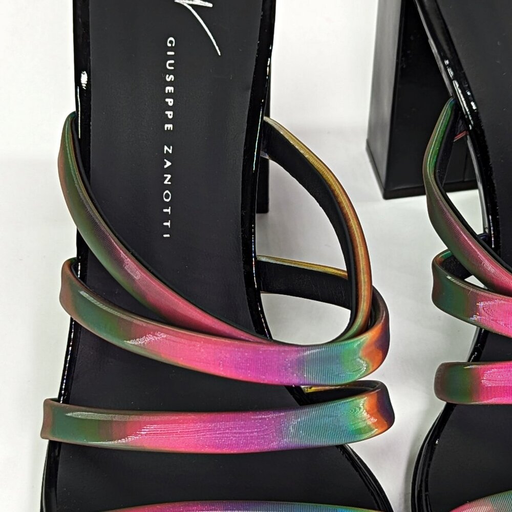 Giuseppe Zanotti Shangay 85MM Strappy Patent Slide Sandals Size 39 (MSRP $795)