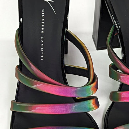 Giuseppe Zanotti Shangay 85MM Strappy Patent Slide Sandals Size 39 (MSRP $795)