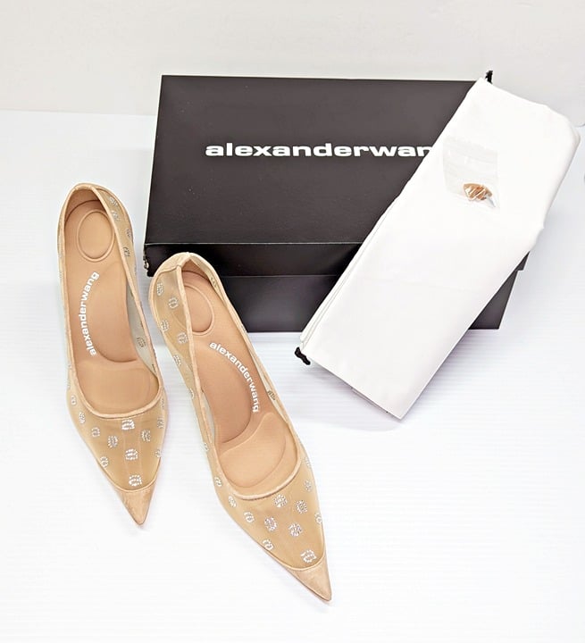 Alexander Wang Women's Delphine 105 Crystal High Heel Pumps Size 37.5 MSRP $695