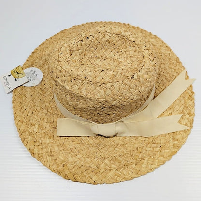 Bindya Women's Adjustable Raffia Straw Wide Braid Bow Fedora Hat (MSRP $49.99)