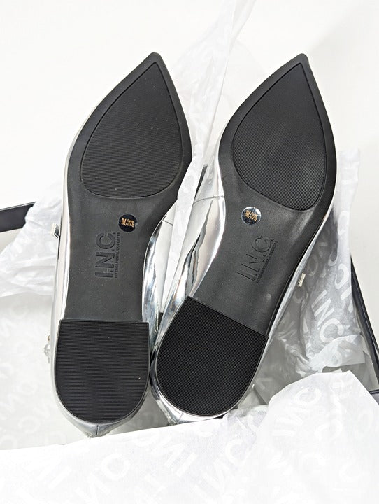I.N.C. International Concepts Valan Silver Triple Straps Flats Size 7 MSRP $80