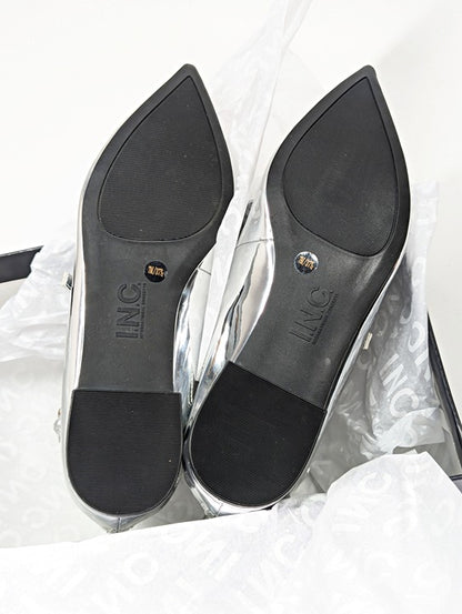 I.N.C. International Concepts Valan Silver Triple Straps Flats Size 7 MSRP $80