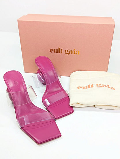 Cult Gaia Women's Nhu Round Heel Square Toe Sandals Bloom Size 37.5 (MSRP $458)
