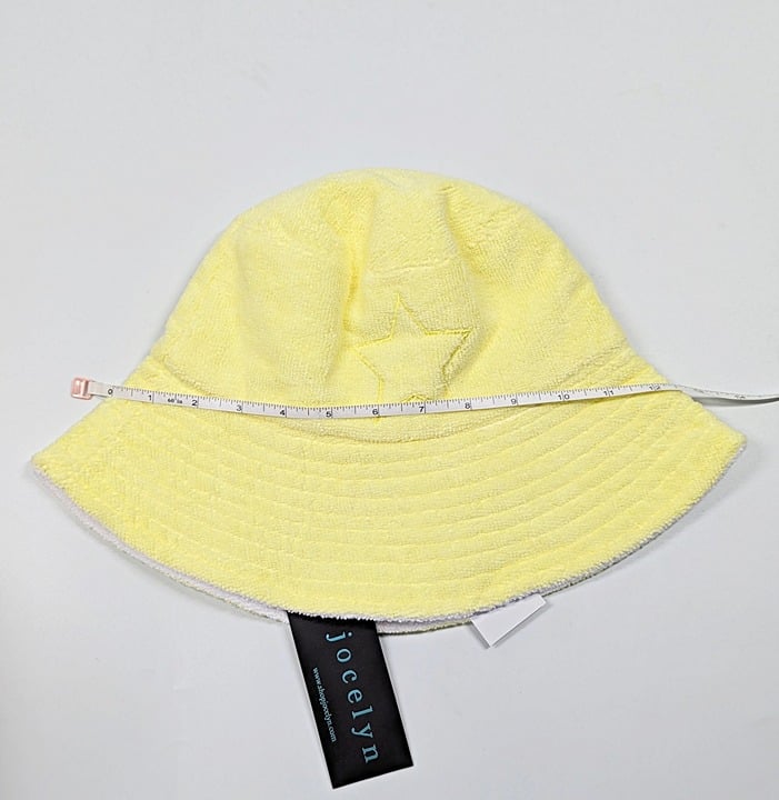 Jocelyn Women's Reversible Star Terry Bucket Hat Light Yellow O/S (MSRP $65)