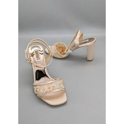 Badgley Mischka Women's Tayten Block Heel Sandal Soft Nude Size 8 MSRP $235