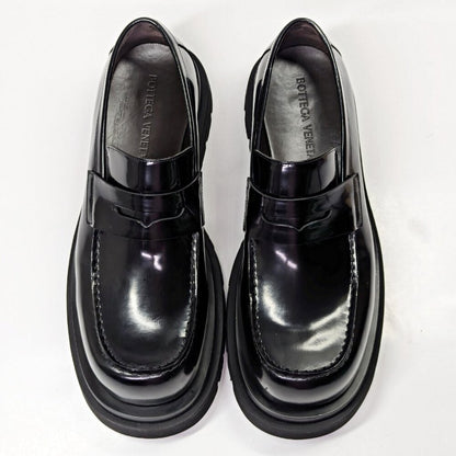 Bottega Veneta Men's Black Leather Slip On Lug Penny Loafers Size 43 MSRP $1,300