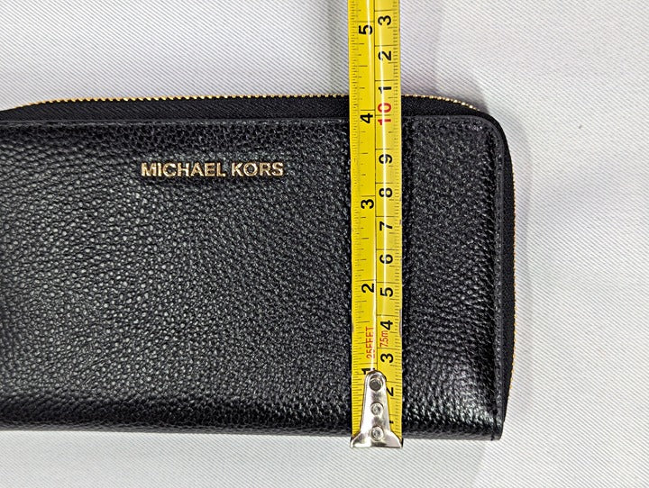 Michael Kors Black Leather Large Flat Multi Function Wristlet Wallet (MSRP $158)