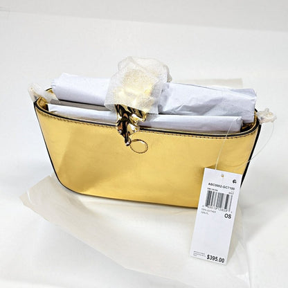 Alexis Bittar The Crumple Convertible Crossbody Bag in Gold Leather (MSRP $395)