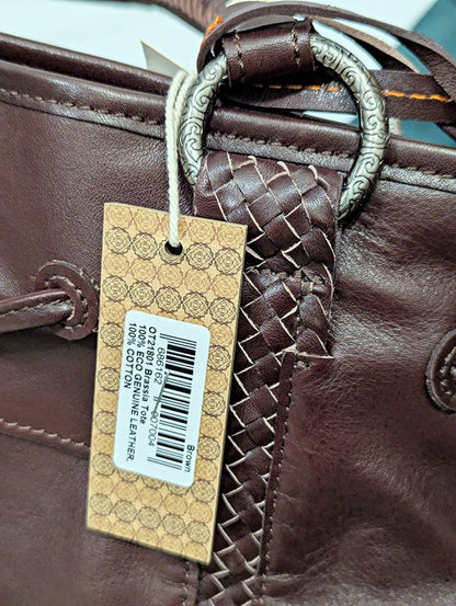 OLD TREND Women's Brown Genuine Leather Brassia Tote Bag (MSRP $359)