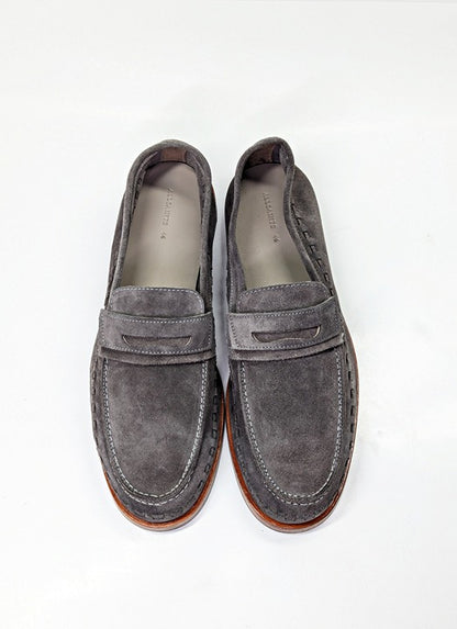 Allsaints Men's Sammy Slip-on Suede Penny Loafer in Grey Size 13 (MSRP $299)