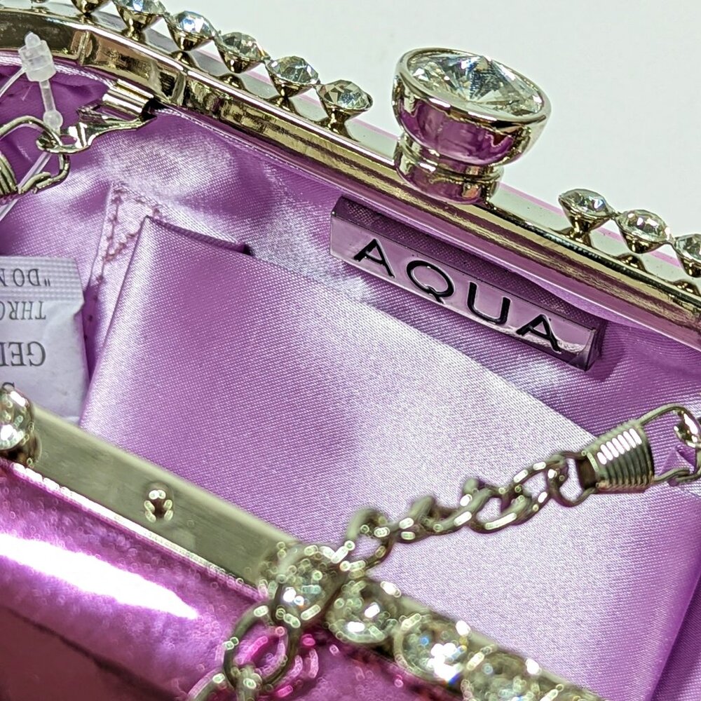 AQUA A-Kristen Orchid Mirror Metallic Patent Minaudière Clutch (MSRP $88)
