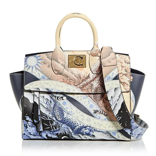 Ferragamo The Studio Day and Night Printed Top-Handle Bag (MSRP $3,200)