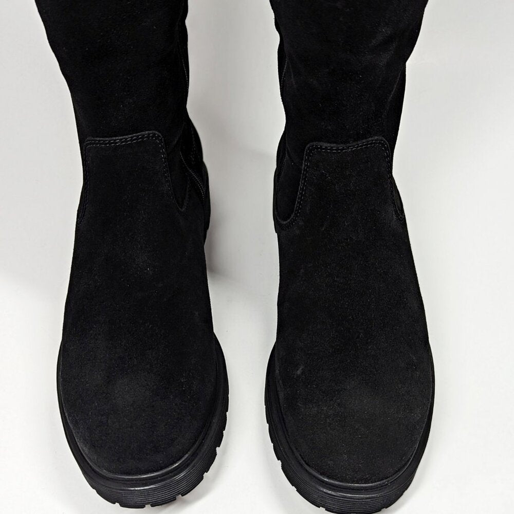 La Canadienne Women's Helene Black Suede Shearling Tall Boots Size 7.5 MSRP $635