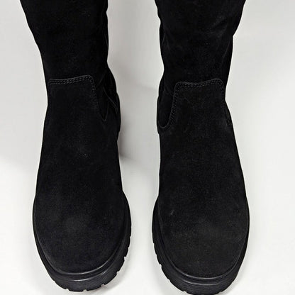 La Canadienne Women's Helene Black Suede Shearling Tall Boots Size 7.5 MSRP $635