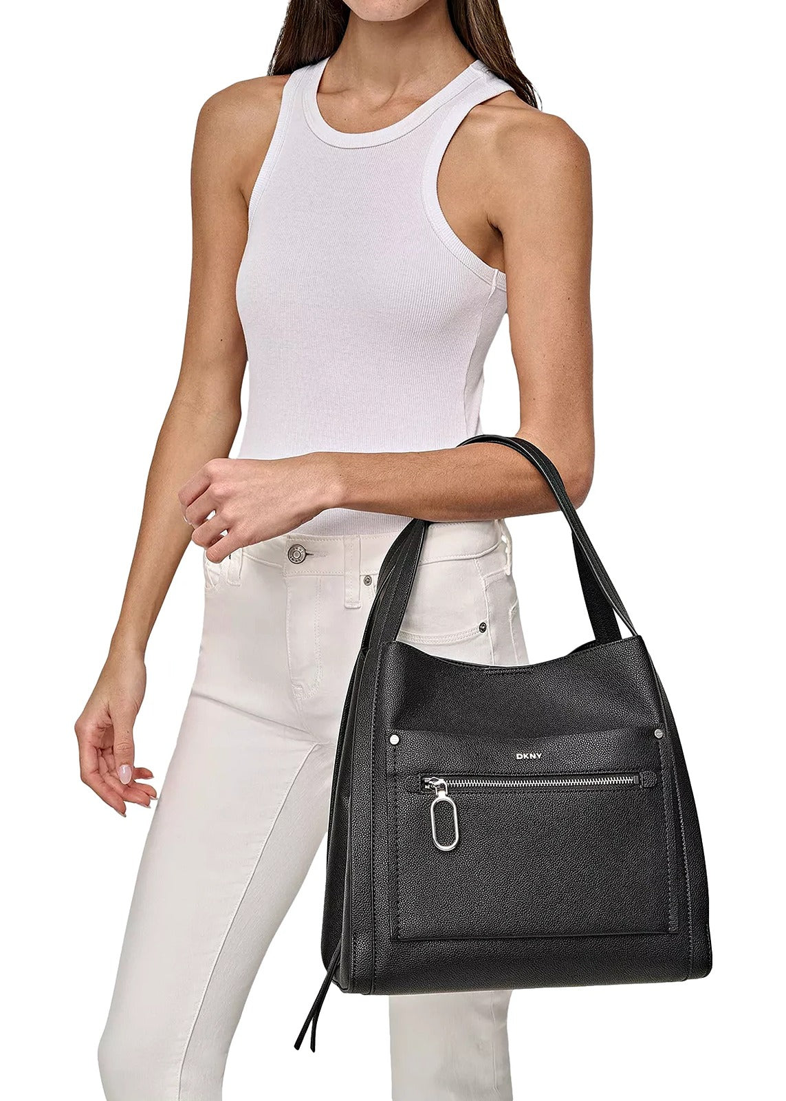 DKNY Nala Women's Magnetic Closure Medium Size Black Hobo (MSRP $198)