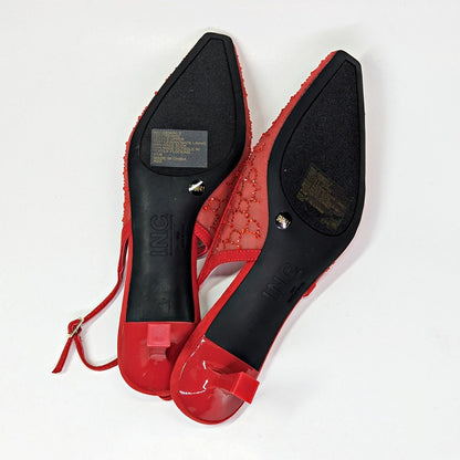 I.N.C. International Concepts Gemini Mid Heel Red Bling Mesh Size 9.5 (MSRP $80)