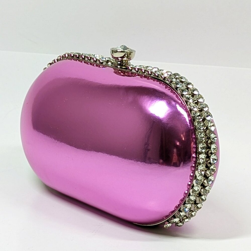 AQUA A-Kristen Orchid Mirror Metallic Patent Minaudière Clutch (MSRP $88)