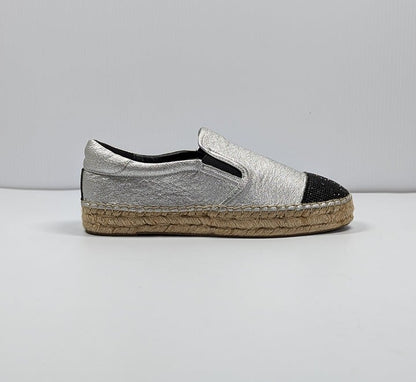 Kendall + Kylie Women's Joss Embellished Espadrilles Silver Size 8.5 (MSRP $110)