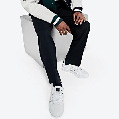 MCM Men's Terrain Derby Visetos Logo White Leather Sneakers Size 41 (MSRP $450)