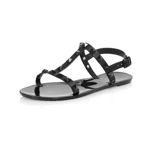 Aqua Sandalia Women's T-Strap Slip On Jelly Sandals Black Size 9 B (MSRP $78)