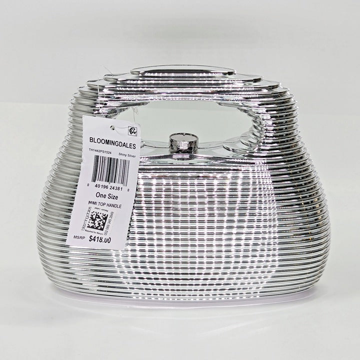 Cult Gaia Mimi Women's Shiny Chrome Top Handle Bag (MSRP $418)