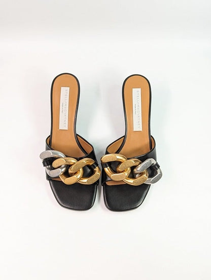 Stella McCartney Falabella Women's Chain Mules Sandals Black Size 36 (MSRP $835)