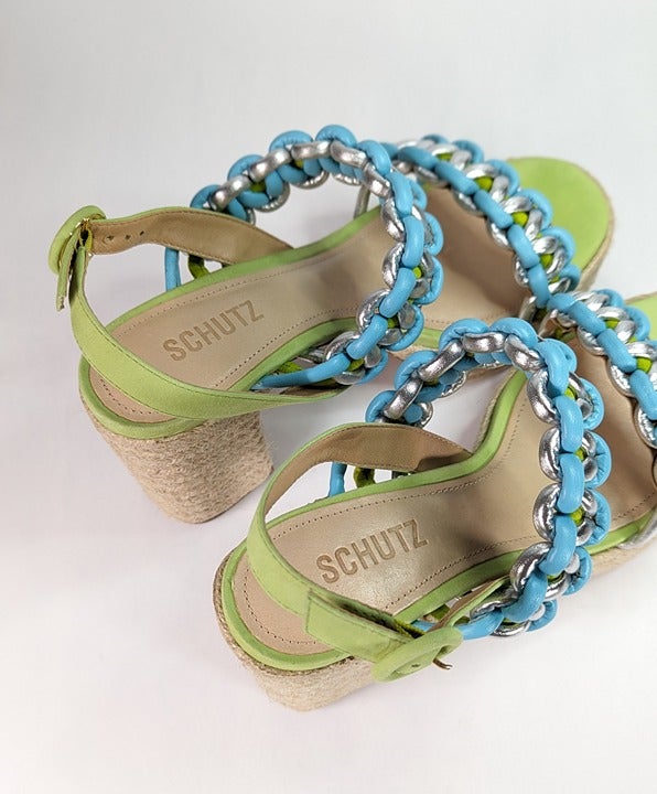 Schutz Women's Juliet Espadrille Platform Sandal Lime Green Size 8.5 (MSRP $148)