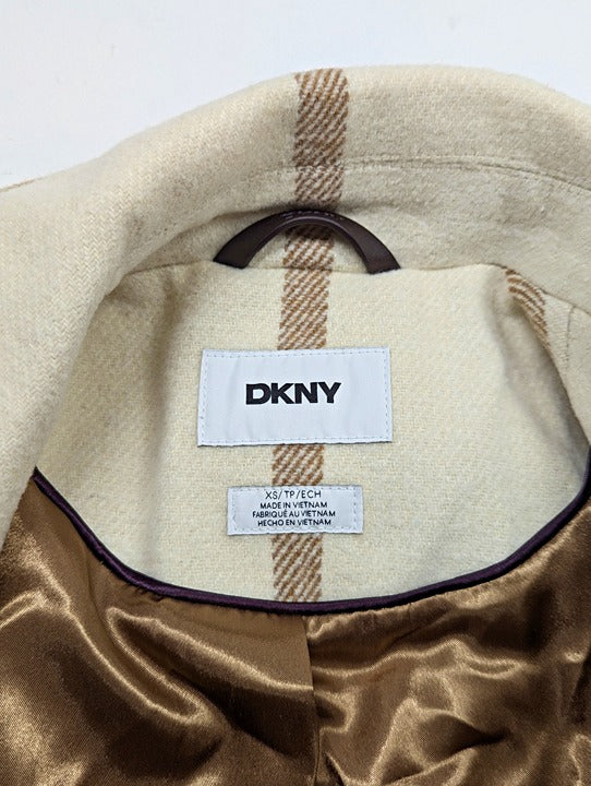 DKNY Women's Plaid Maxi Belted Notch Collar Coat Size XS (MSRP $350)
