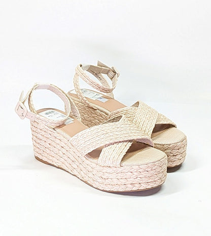 Steven New York Ramey Espadrille Platform Wedge Raffia Sandal Size 7 (MSRP $130)