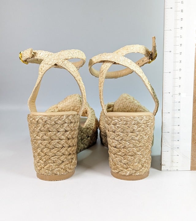 Stuart Weitzman Women's Playa Natural Espadrille Knot Wedge Size 10 (MSRP $395)