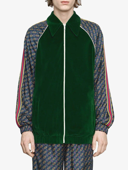 Gucci Men's Bi-Material Oversize Jacket Horsebit Print Size XS (MSRP $2,200)